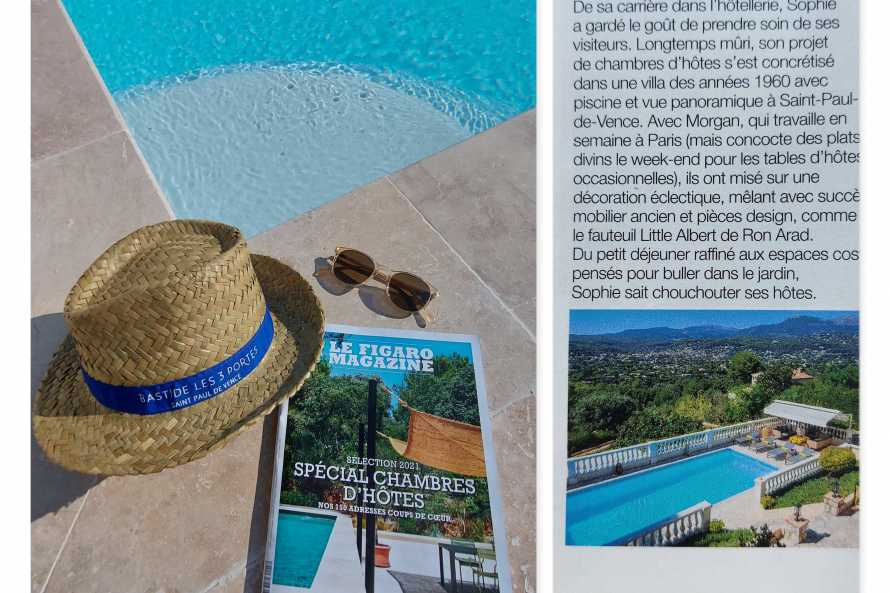 Bastide les 3 Portes reconnue par le Figaro Magazine parmi les 150 plus belles chambres d'Hôtes de France