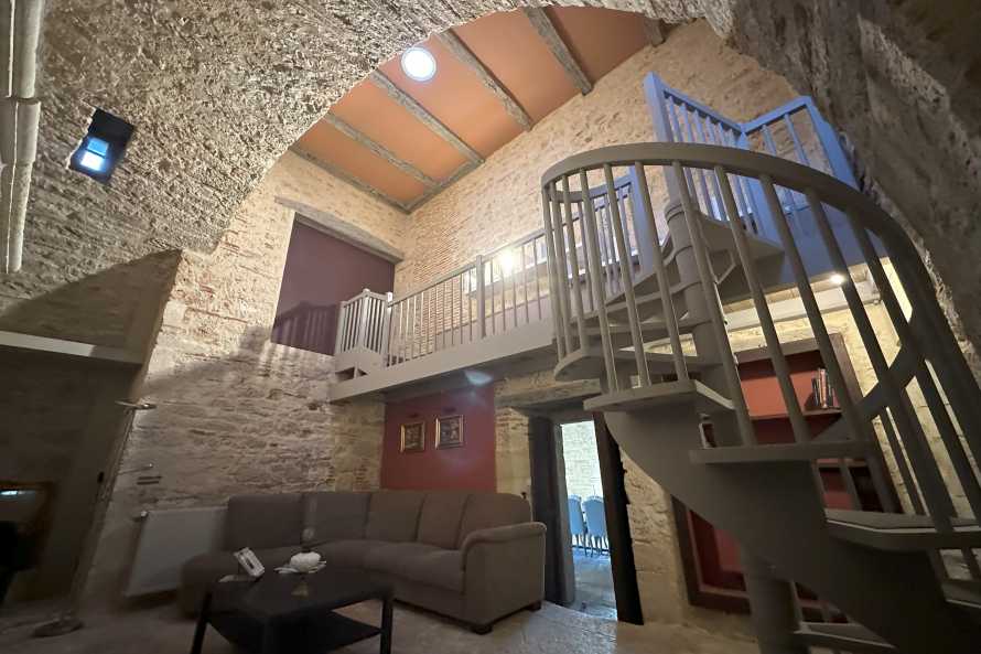 Coin salon et bibliothèque